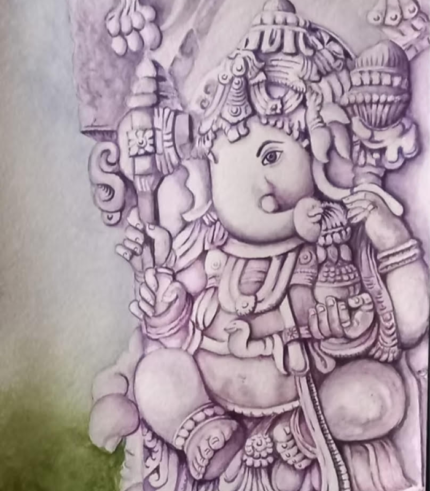 Ganesh (Purple) 12 × 16 Inches
